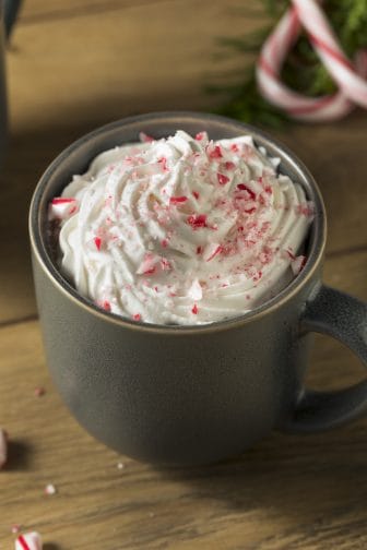 spiked hot chocolate candy cane topped final product