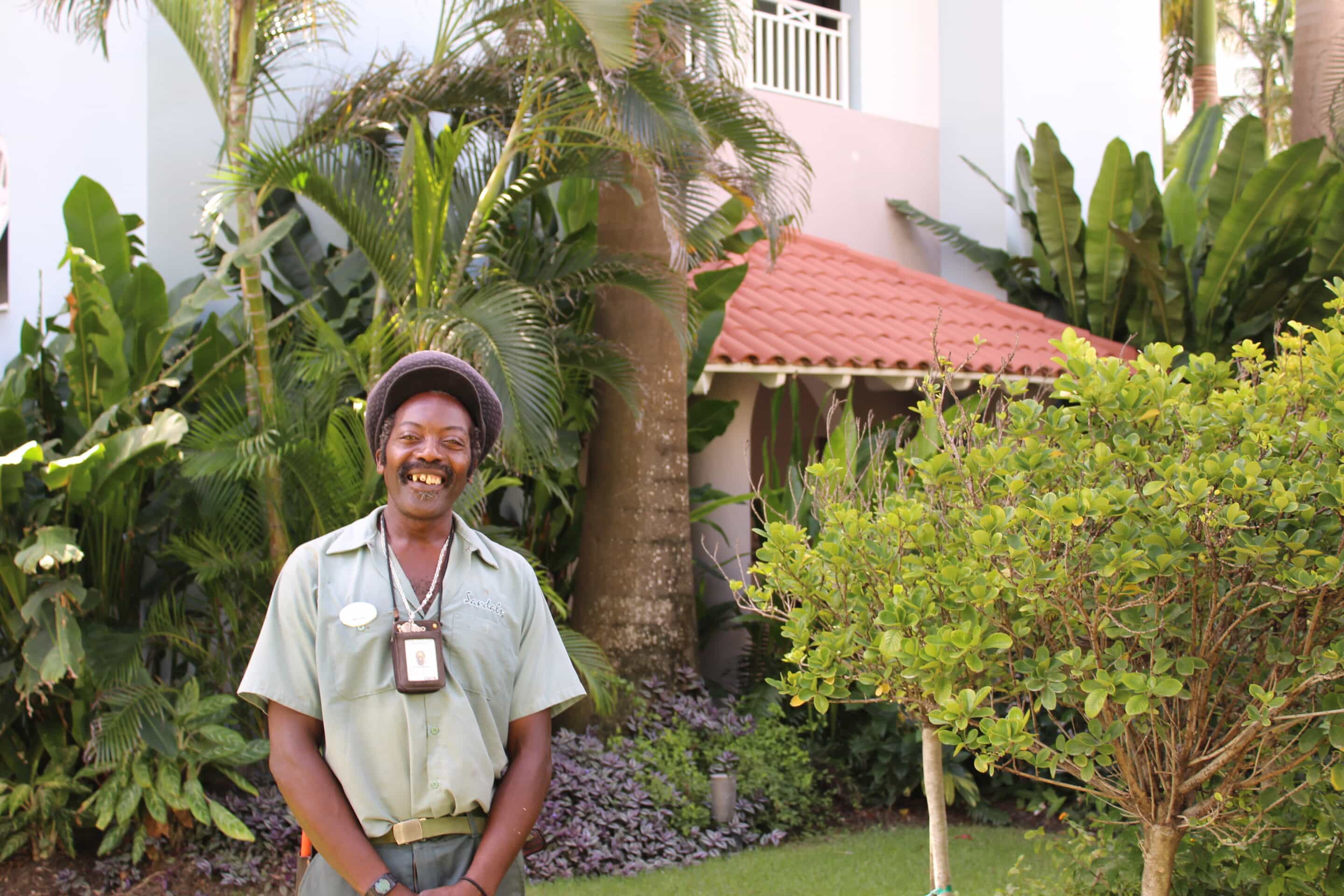 Find Your Bliss at Sandals Barbados: We're greeted by a grinning, singing gardener as we step off the elevator, "I love working outside mon. The plants are my passion," he shares.