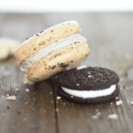 Oreo Macaroon & Oreo cooking on table with crumbs