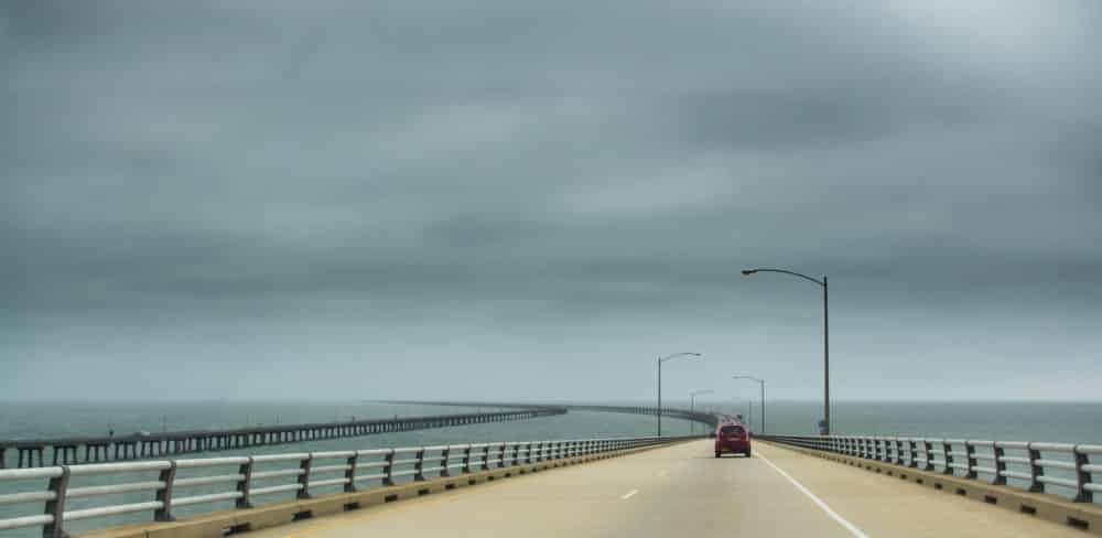 Chesapeak Bay Bridge Tunnel with grey skies