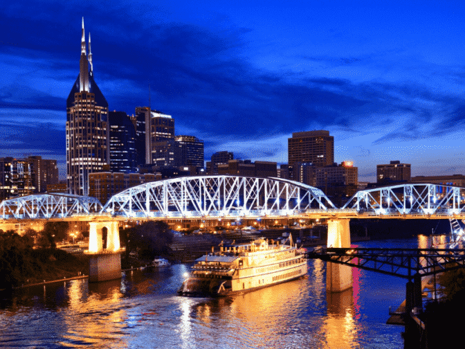 Nashville skyline with bridge