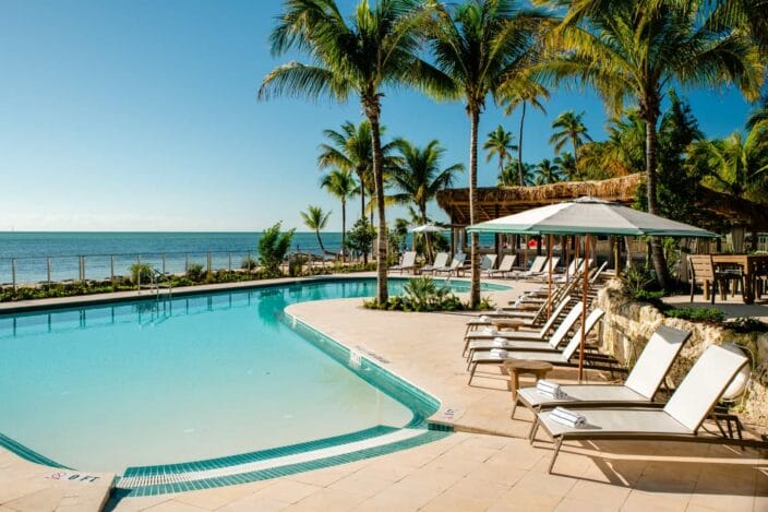 Pool view of the Cheeca Lodge and Spa Islamorada, the perfect place for a romantic spa weekend getaway