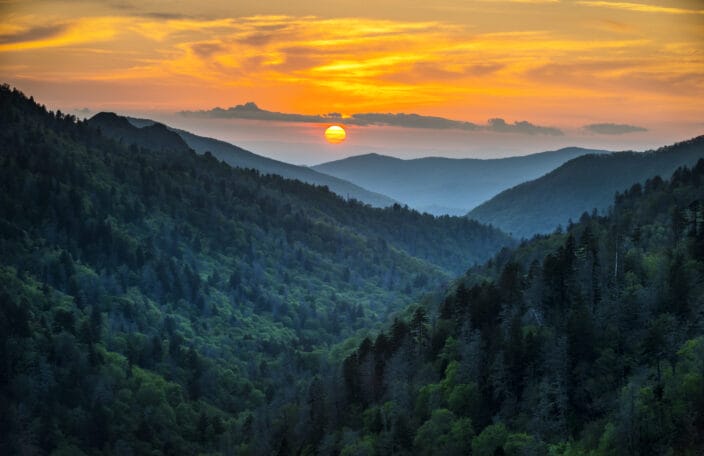 Sunset over the Great Smokey Mountains National Park